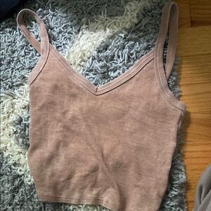 Women's Tan Ribbed Knit Top